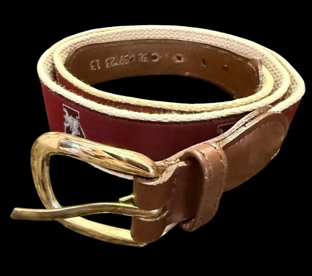 Alabama Crimson Tide Woven Ribbon Belt Brass Buckle Roll Tide Sz. 38